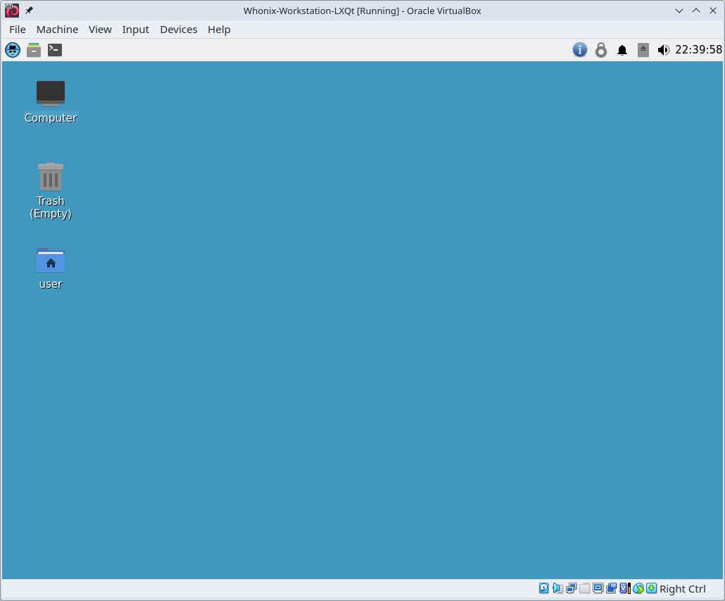 Whonix-Workstation in virtualizer VirtualBox (real screenshot)